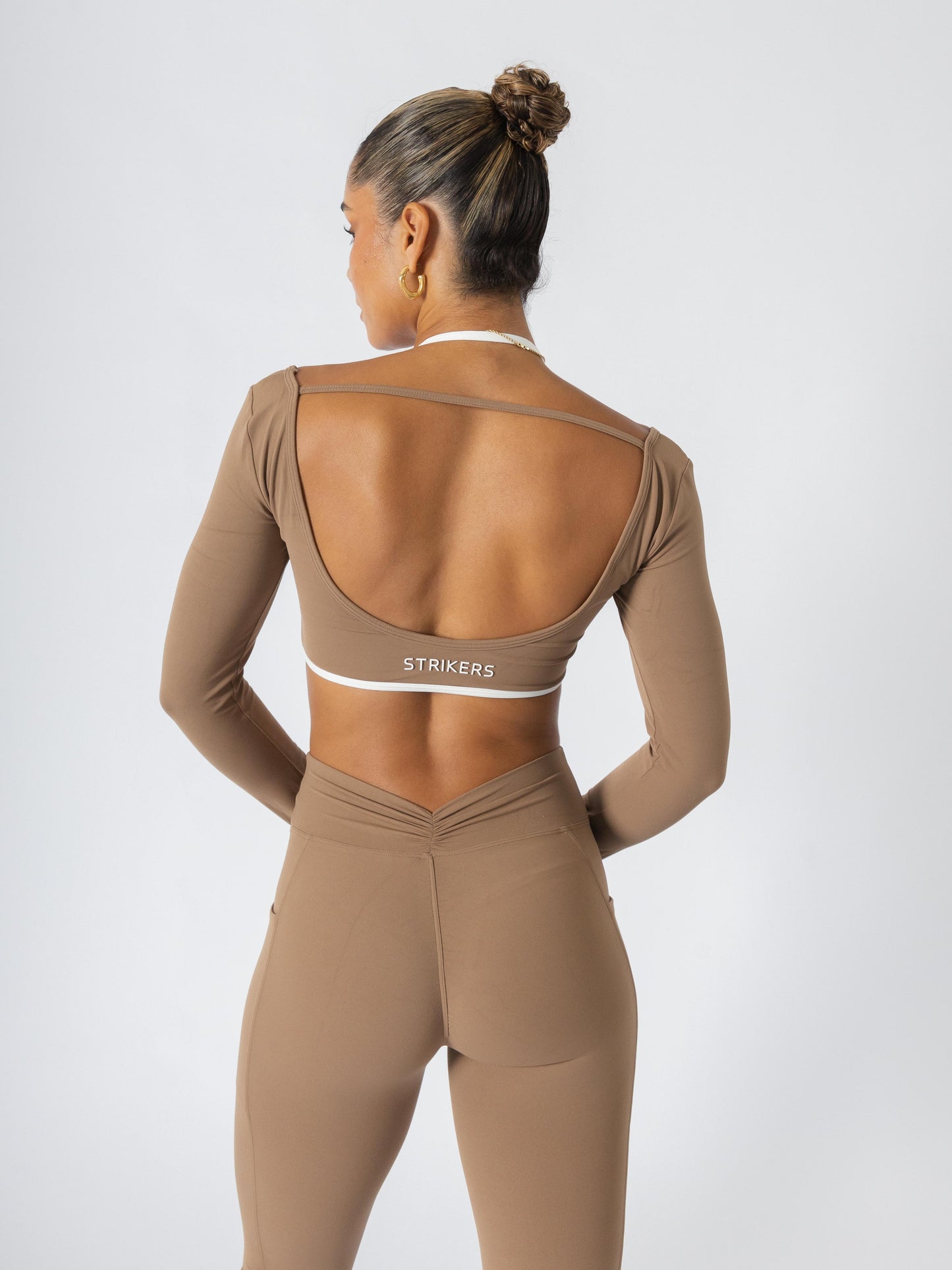 Soft Contrast-Trim Leggings Caramel With pockets