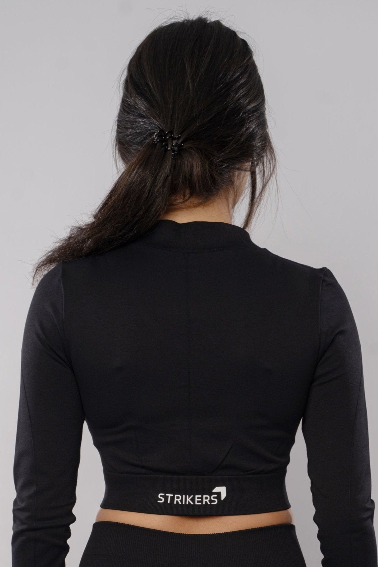 Split Flared Seamless cropped Track Jacket Black