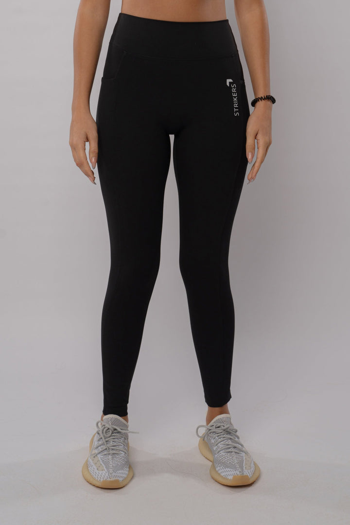 Soft Contrast-Trim Leggings Black with pockets