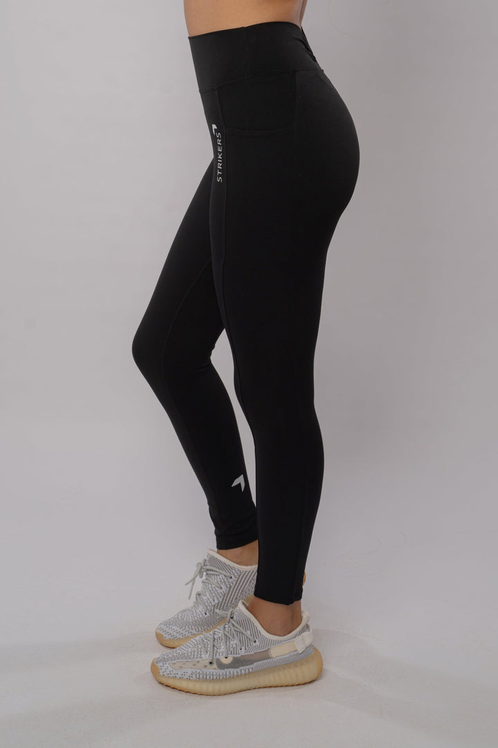 Soft Contrast-Trim Leggings Black with pockets