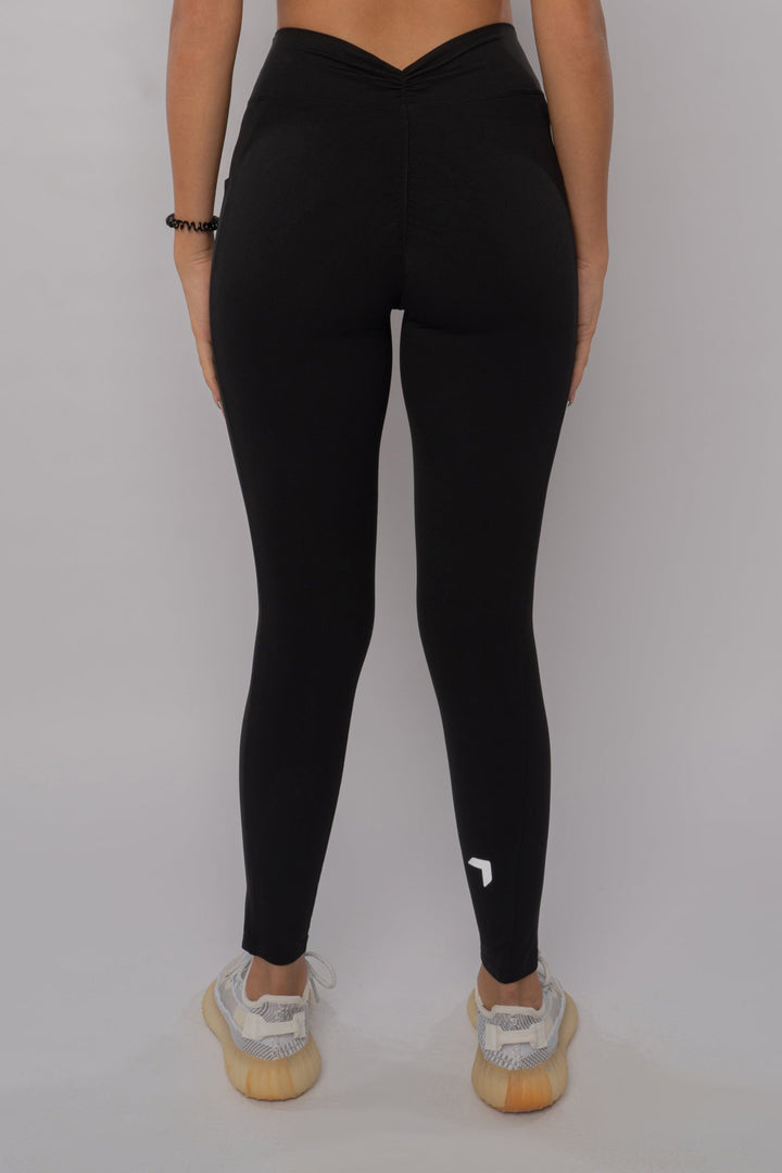 Soft Contrast-Trim Leggings Black with pockets