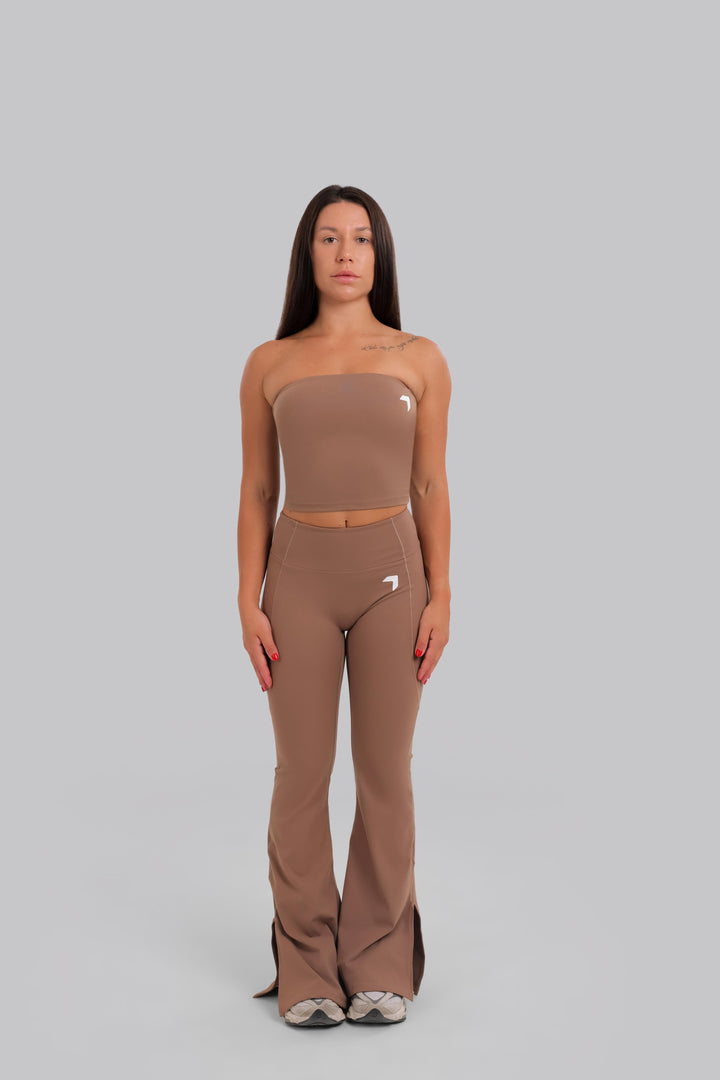 Aura Strapless Crop Top Beige