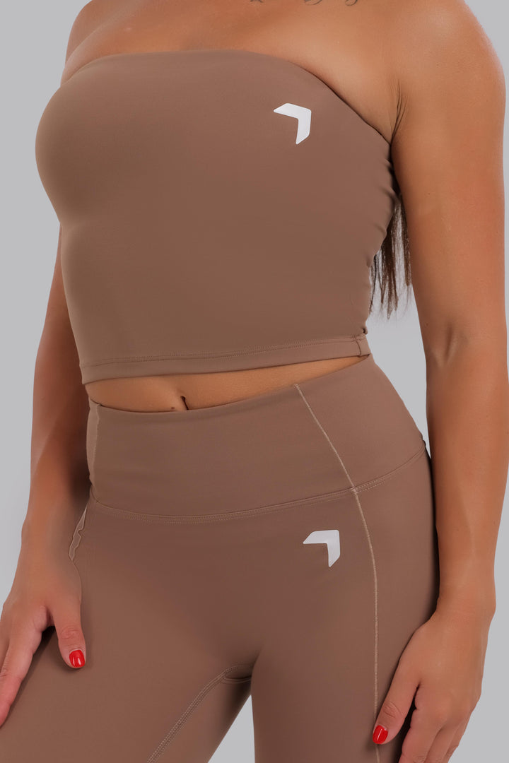 Aura Strapless Crop Top Beige