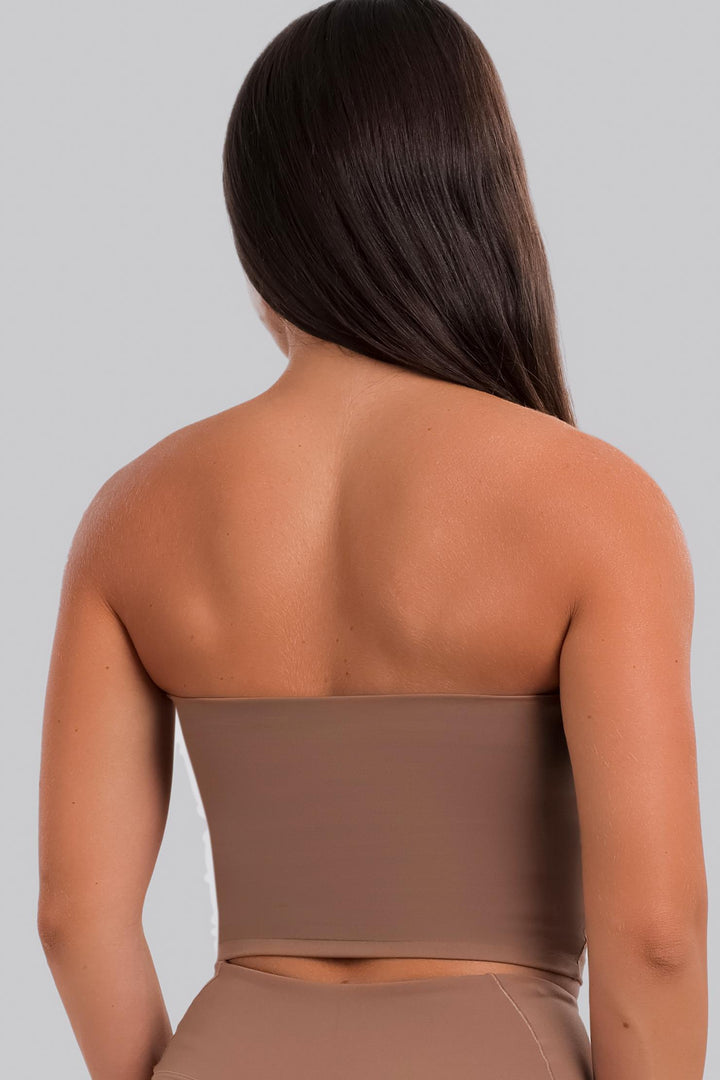 Aura Strapless Crop Top Beige