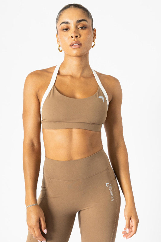 Soft Contrast-Trim sports bra Caramel