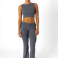 Fold over Open-Back Crop Top Grey