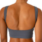 Fold over Open-Back Crop Top Grey