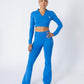 Split Flared Seamless Leggings Blue