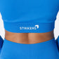 Split Flared Seamless Cropped Track Jacket Blue