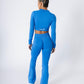 Split Flared Seamless Leggings Blue