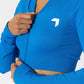 Split Flared Seamless Cropped Track Jacket Blue