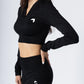 Split Flared Seamless cropped Track Jacket Black