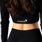 Split Flared Seamless cropped Track Jacket Black