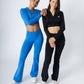 Split Flared Seamless Leggings Blue