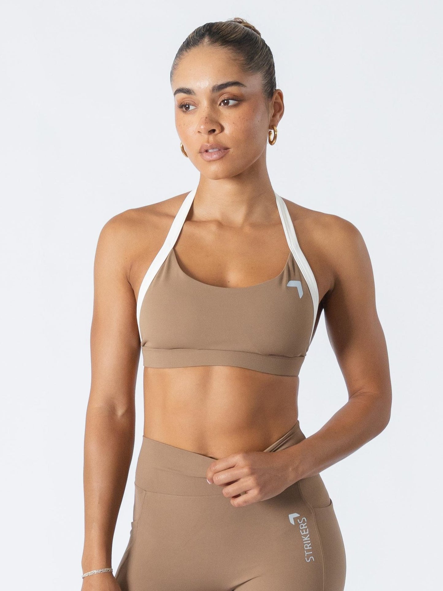 Soft Contrast-Trim sports bra Caramel