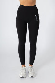 Soft Contrast-Trim Leggings Black with pockets