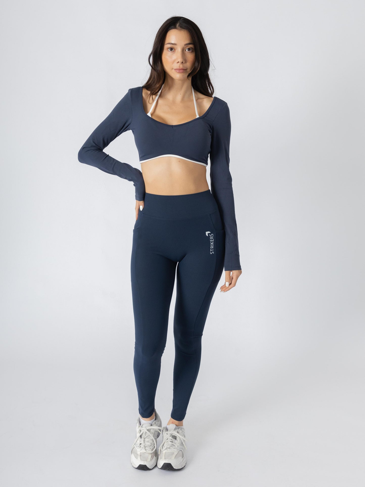 Soft Contrast-Trim Leggings Navy With pockets