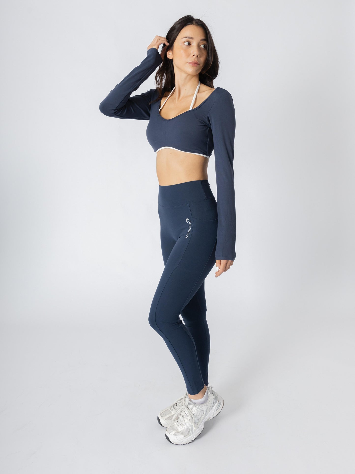 Soft Contrast-Trim Leggings Navy With pockets