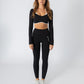 Soft Contrast-Trim Leggings Black with pockets
