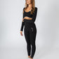 Soft Contrast-Trim Leggings Black with pockets