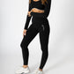 Soft Contrast-Trim Leggings Black with pockets