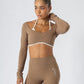 Soft Contrast-Trim Leggings Caramel With pockets