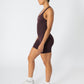 Vital Ribbed Short Bodysuit Brown