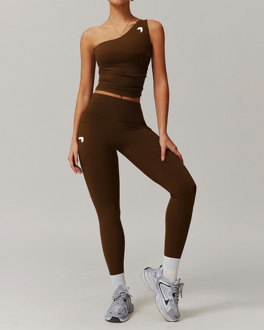 Vital Soft Activate One Shoulder Tank Top Brown