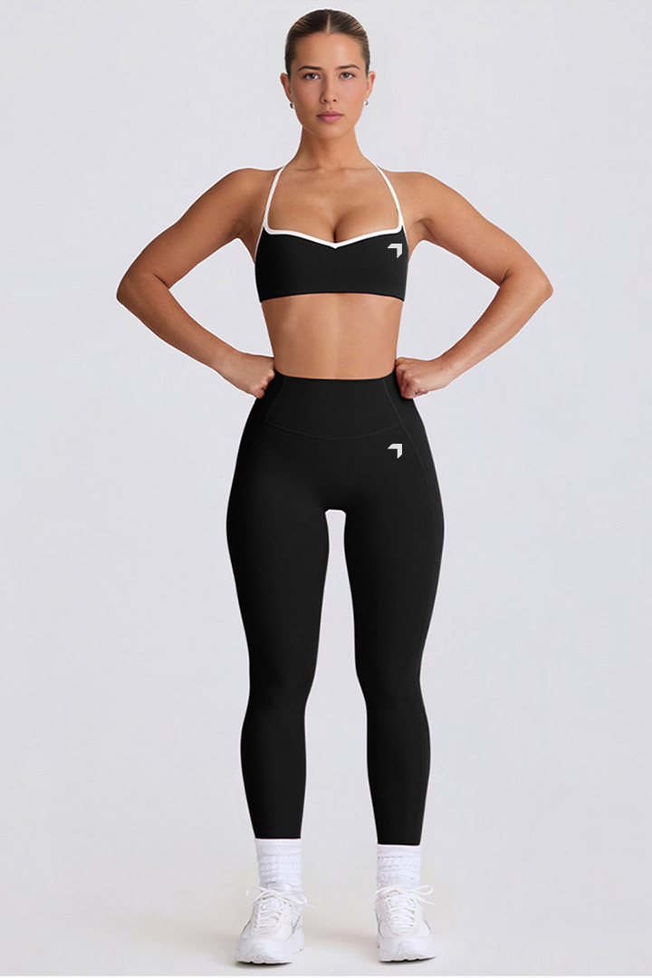 Soft Contrast Sports Bra Black
