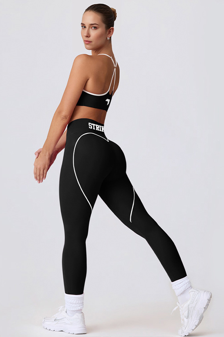 Soft Contrast High Waisted Leggings Black
