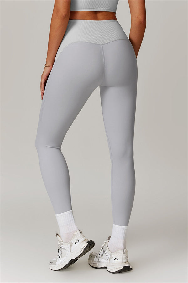 Energy Ribbed High Waisted Leggings White