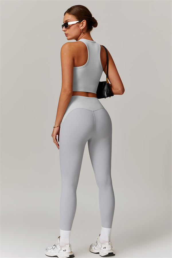 Energy Ribbed High Waisted Leggings White