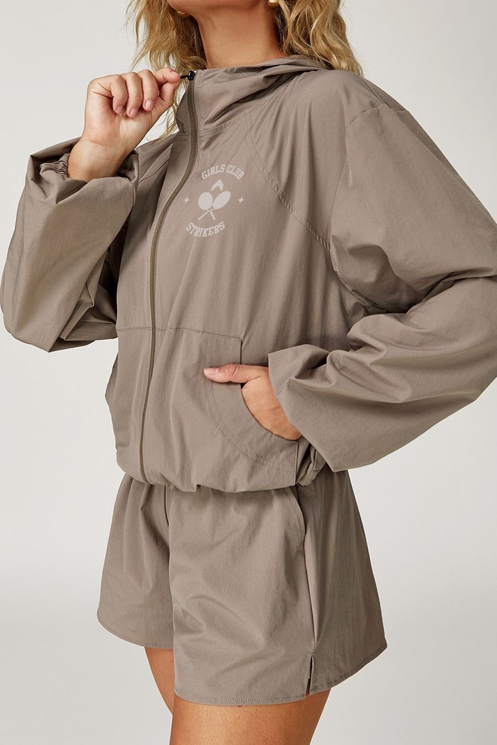 Girls Club Tennis Waterproof Jacket Beige