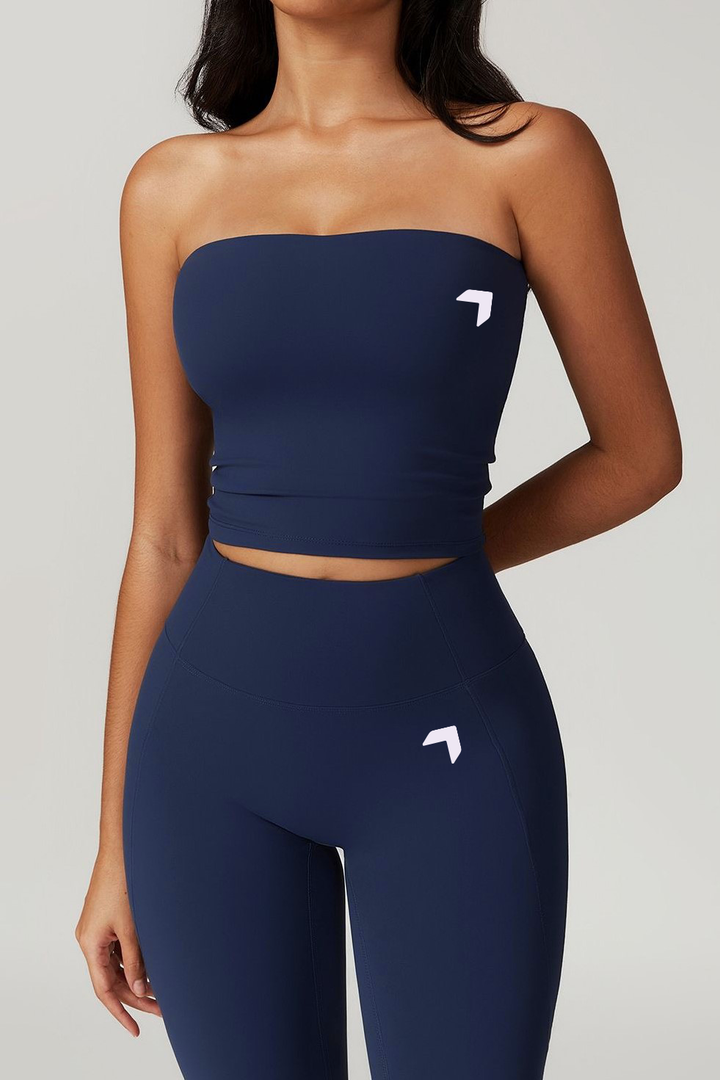 Minimal Strapless Crop Top Navy