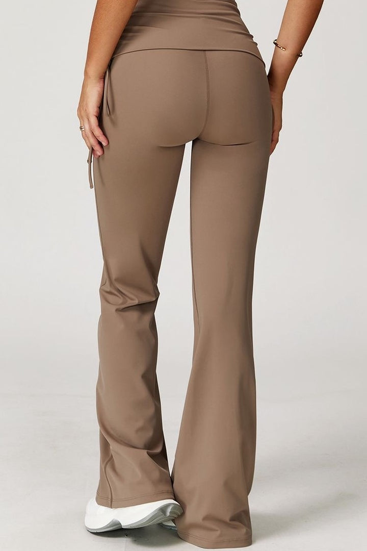 Aura Foldover Flared Leggings Beige