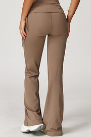 Aura Foldover Flared Leggings Beige