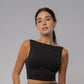 Fold over Open-Back Crop Top Black