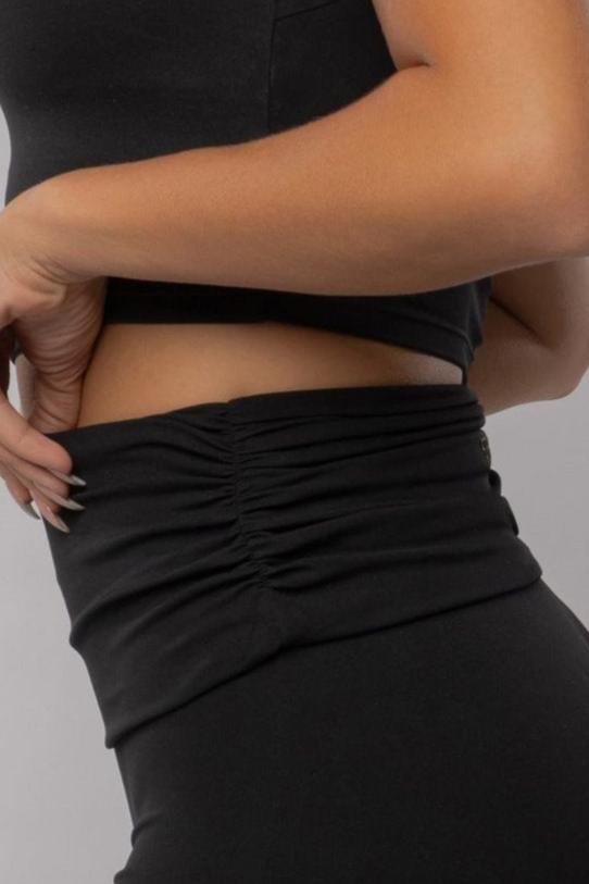 Fold over Open-Back Crop Top Black