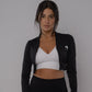 Split Flared Seamless cropped Track Jacket Black