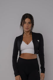 Split Flared Seamless cropped Track Jacket Black