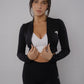 Split Flared Seamless cropped Track Jacket Black