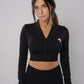 Split Flared Seamless cropped Track Jacket Black