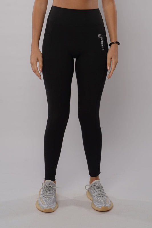 Soft Contrast-Trim Leggings Black with pockets