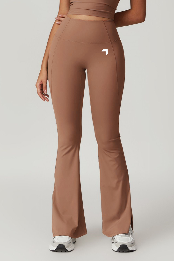 Minimal Scrunch Flared Leggings Beige