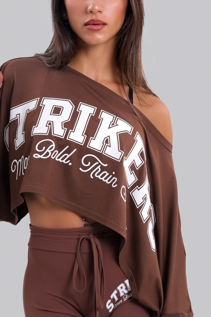 Aura Off Shoulder Crop Tee Dark Maroon