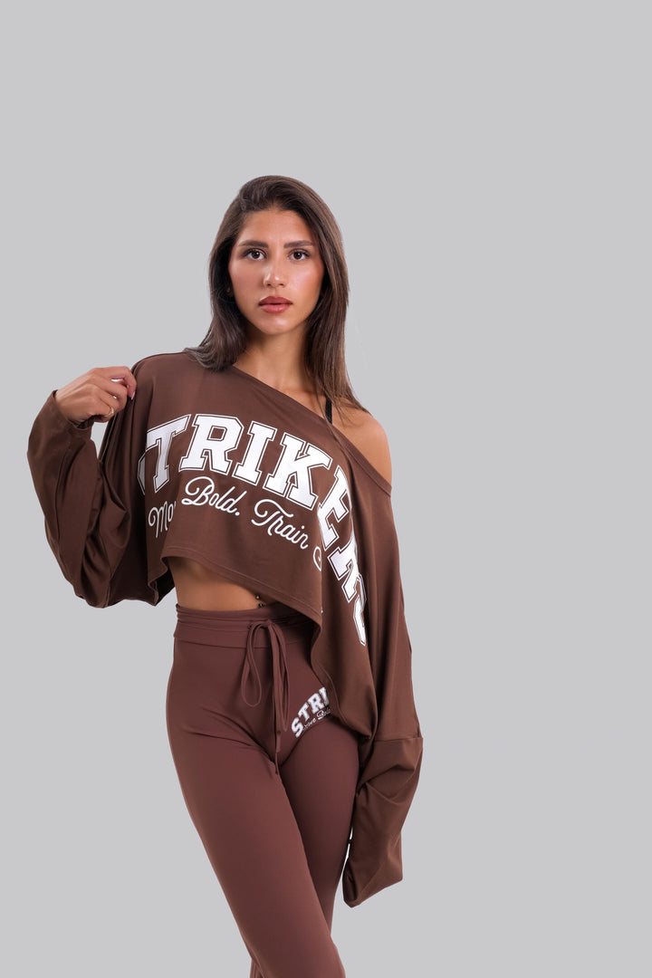 Aura Off Shoulder Crop Tee Dark Maroon