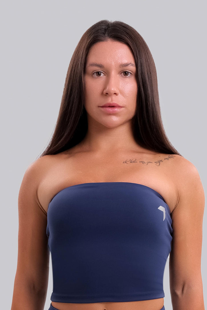 Aura Strapless Crop Top Navy