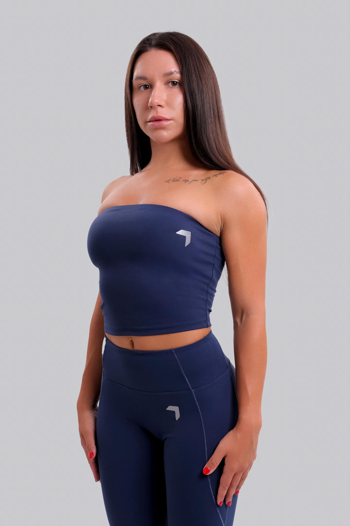 Aura Strapless Crop Top Navy