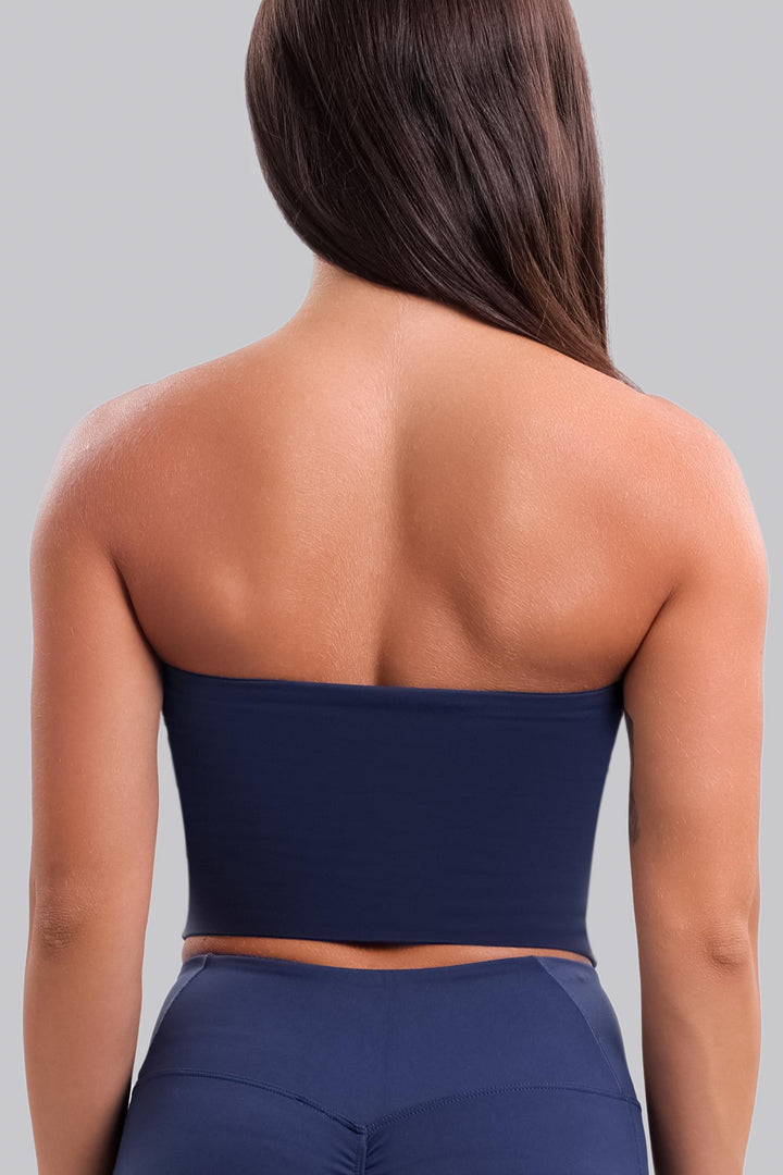Aura Strapless Crop Top Navy