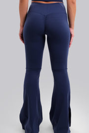 Minimal Scrunch Flared Leggings Navy